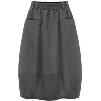 2022 Autumn Plus Size 4XL Women's Skirt Casual Big Pockets Lady Skirts Elastic Waist Female Bottom Clothing Skirts KN547