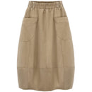 2022 Autumn Plus Size 4XL Women's Skirt Casual Big Pockets Lady Skirts Elastic Waist Female Bottom Clothing Skirts KN547