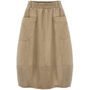 2022 Autumn Plus Size 4XL Women's Skirt Casual Big Pockets Lady Skirts Elastic Waist Female Bottom Clothing Skirts KN547