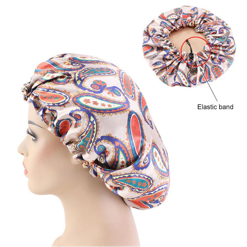 African Floral Print Satin Night Sleep Bonnet