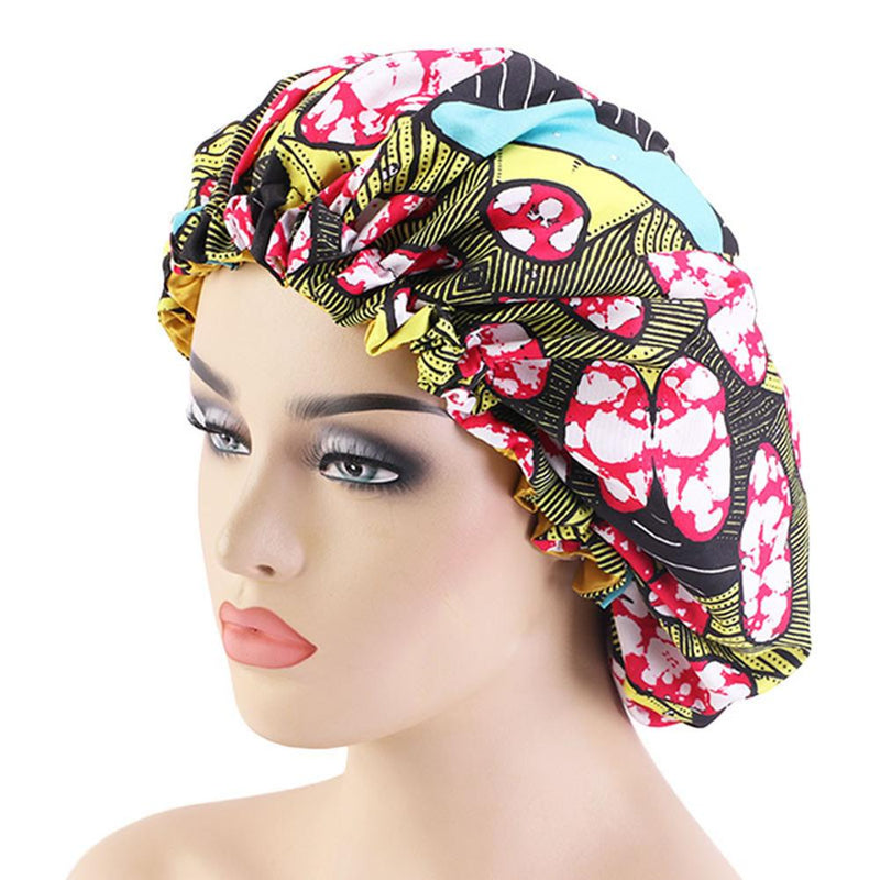 African Floral Print Satin Night Sleep Bonnet