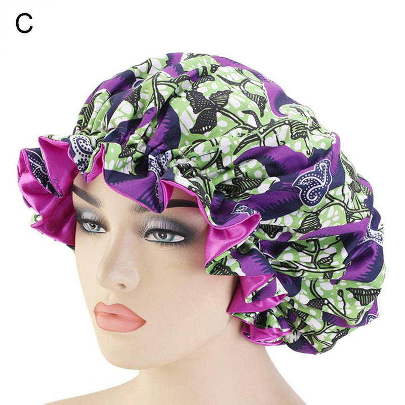 African Floral Print Satin Night Sleep Bonnet