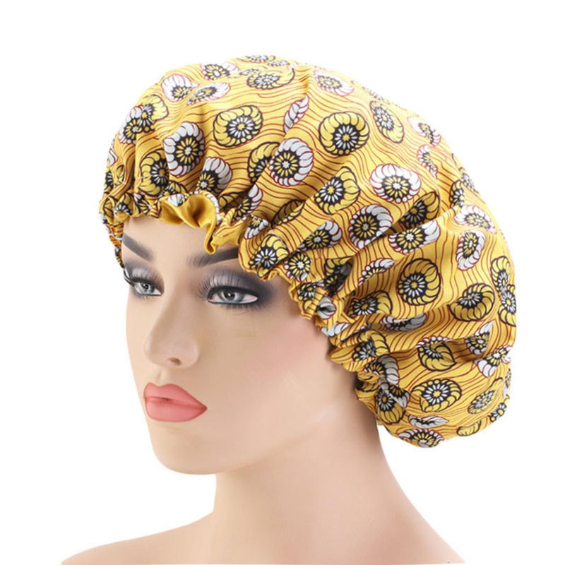 African Floral Print Satin Night Sleep Bonnet