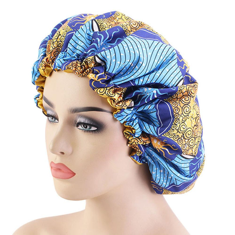 African Floral Print Satin Night Sleep Bonnet