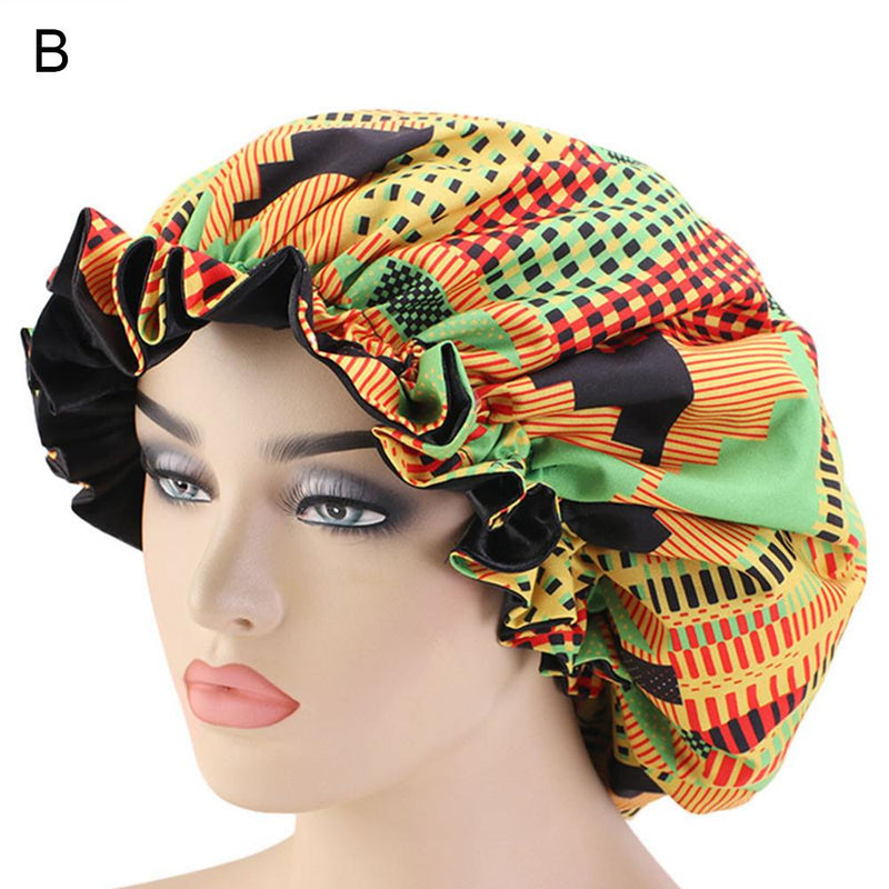 African Floral Print Satin Night Sleep Bonnet