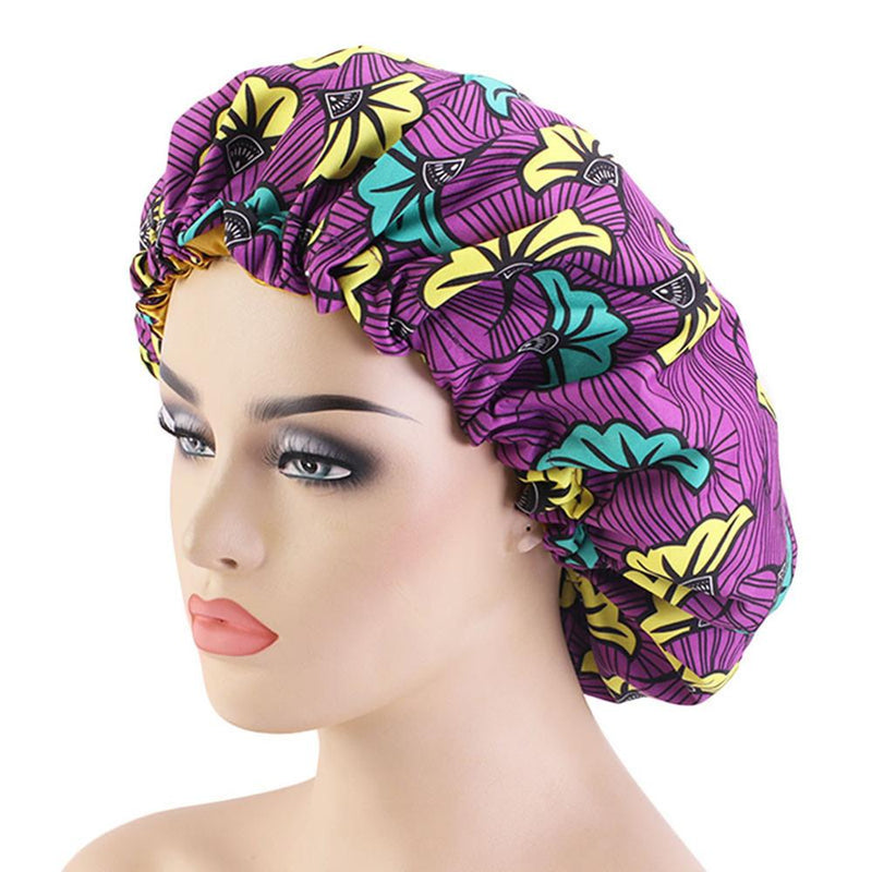 African Floral Print Satin Night Sleep Bonnet