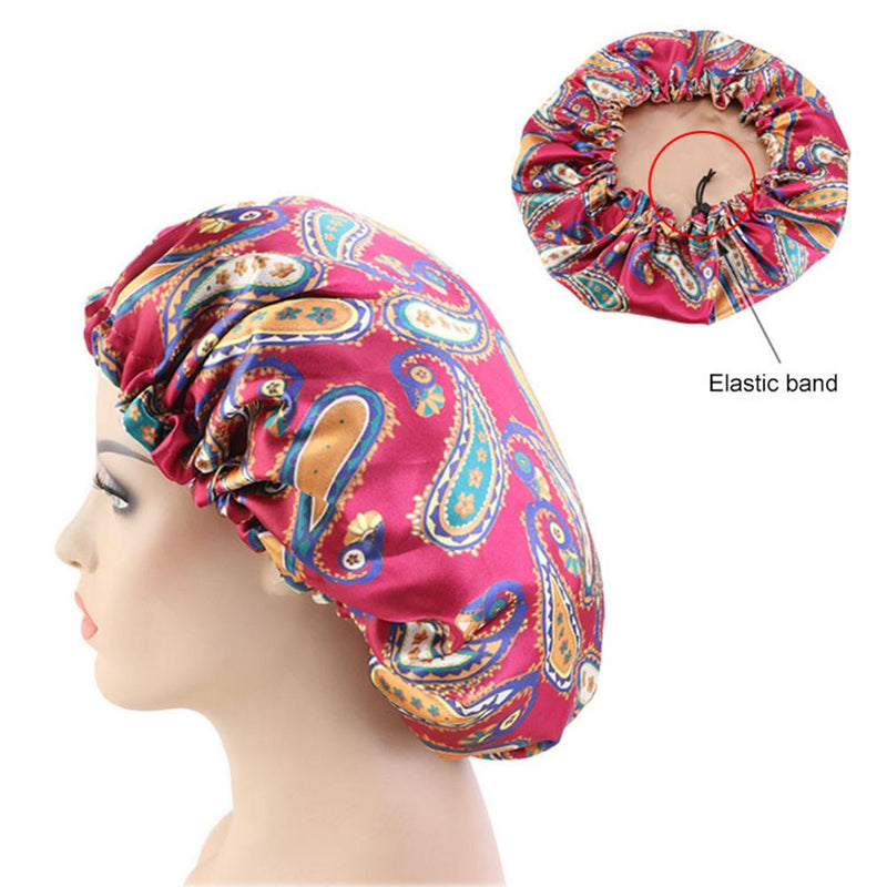 African Floral Print Satin Night Sleep Bonnet