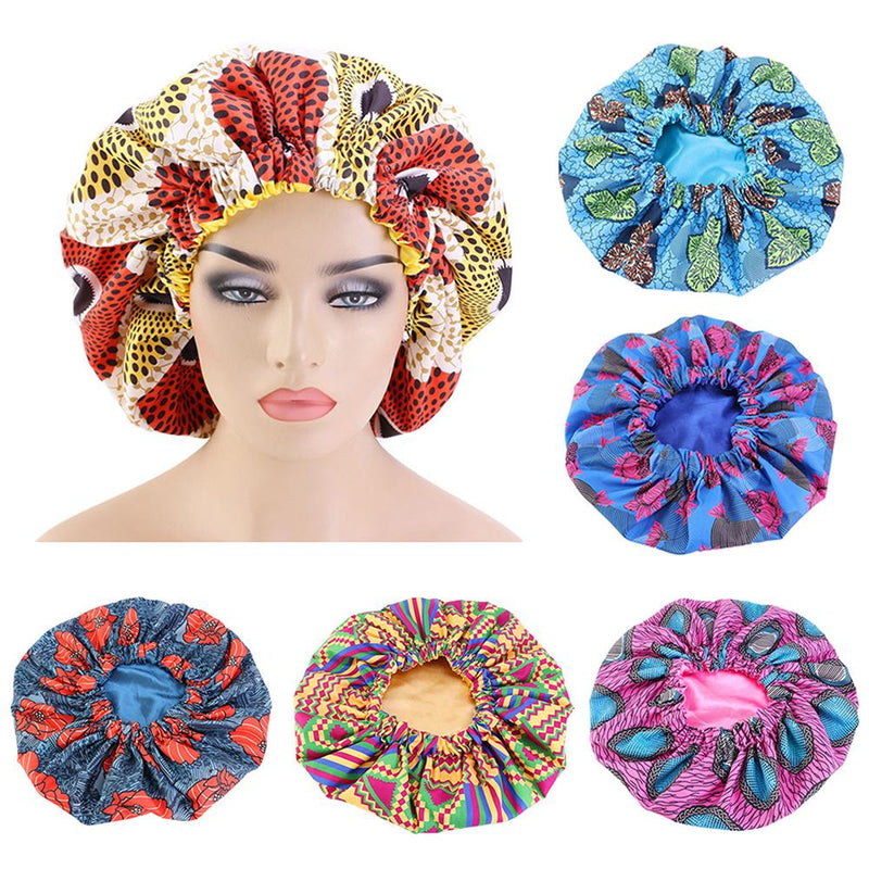 African Floral Print Satin Night Sleep Bonnet