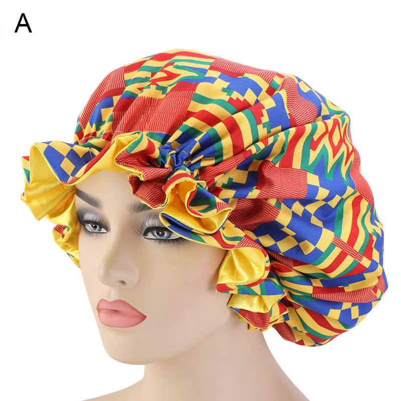 African Floral Print Satin Night Sleep Bonnet