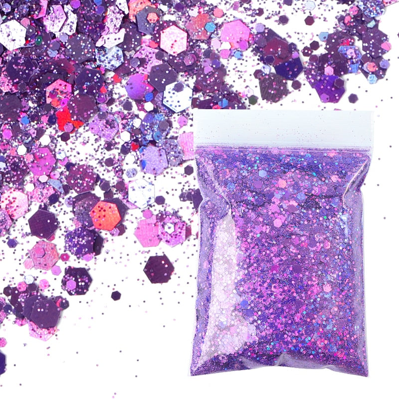 Holographic Mixed Hexagon Shape Chunky Glitter