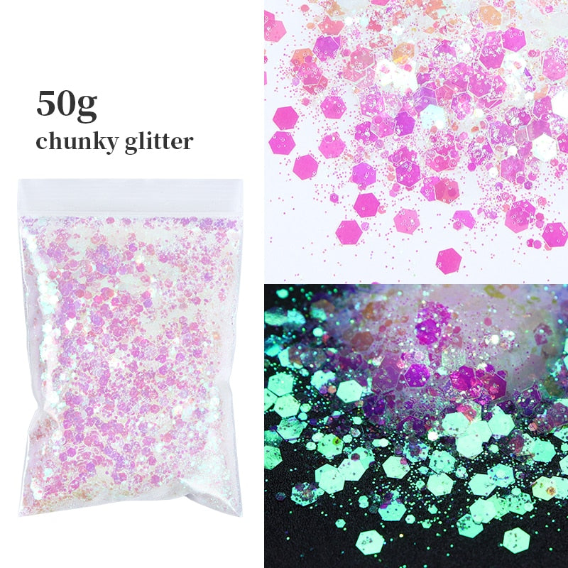 Holographic Mixed Hexagon Shape Chunky Glitter