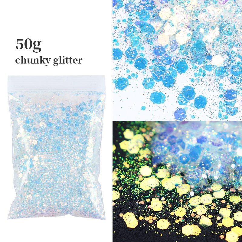 Holographic Mixed Hexagon Shape Chunky Glitter