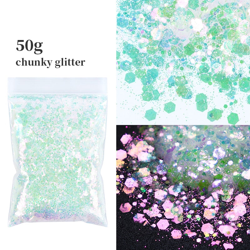 Holographic Mixed Hexagon Shape Chunky Glitter