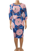 Bodycon Printed Dress Three Quarter Sleeves