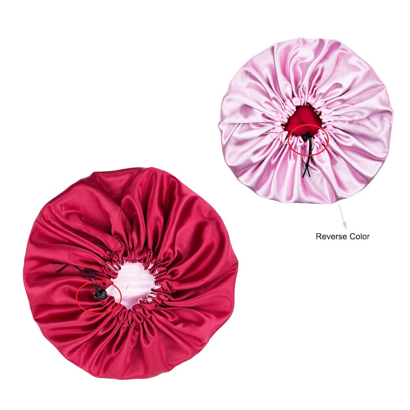 Solid Color Reversible Silky Satin Bonnet