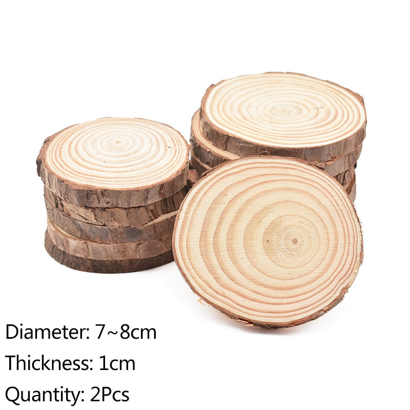 3-12cm Thick Natural Pine Round Unfinished Wood Slices