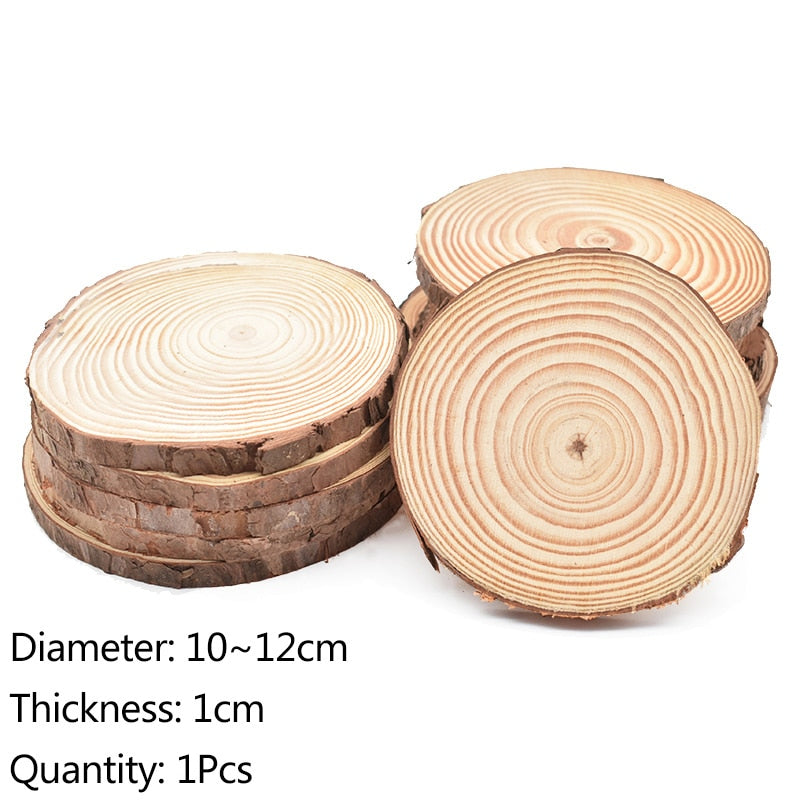 3-12cm Thick Natural Pine Round Unfinished Wood Slices