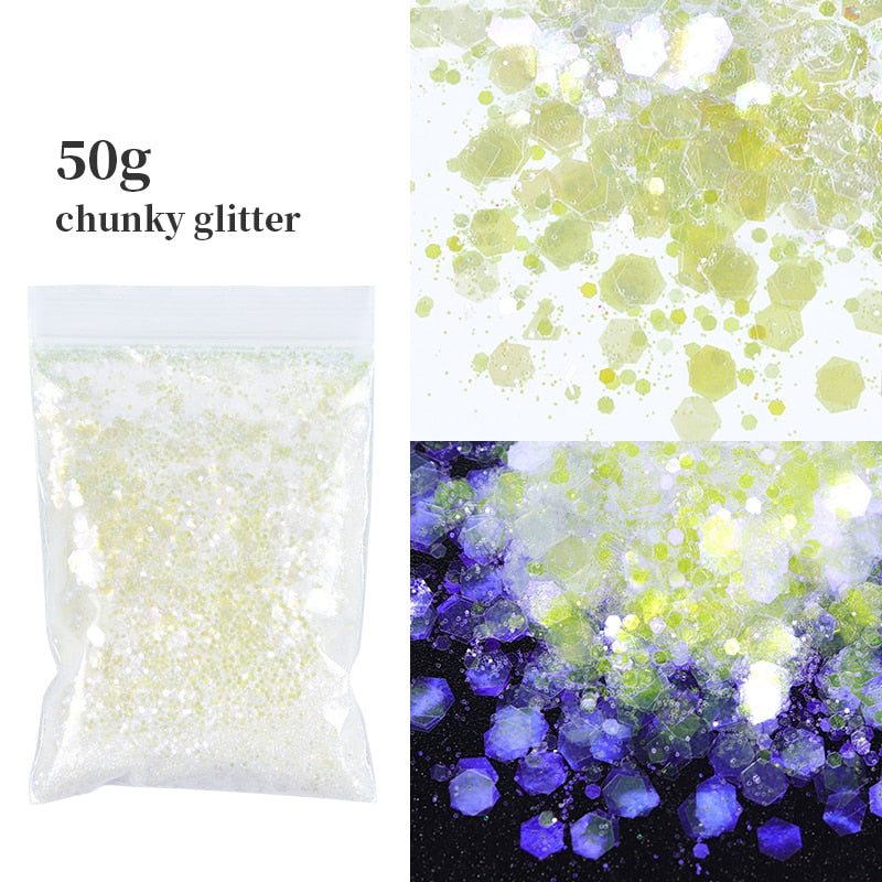 Holographic Mixed Hexagon Shape Chunky Glitter