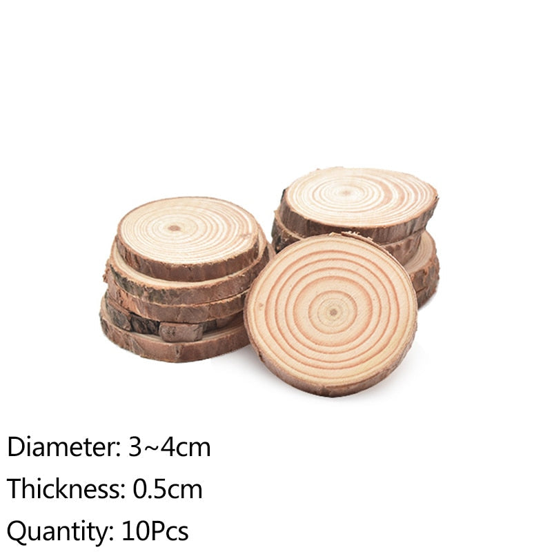 3-12cm Thick Natural Pine Round Unfinished Wood Slices