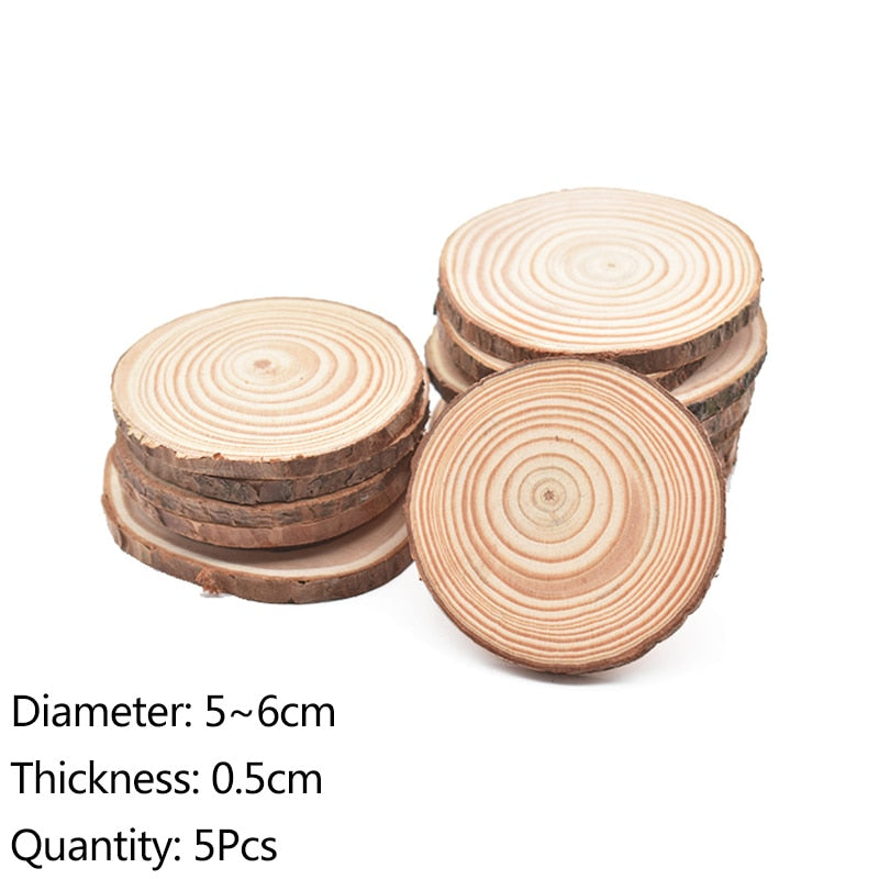 3-12cm Thick Natural Pine Round Unfinished Wood Slices