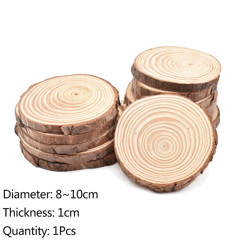 3-12cm Thick Natural Pine Round Unfinished Wood Slices