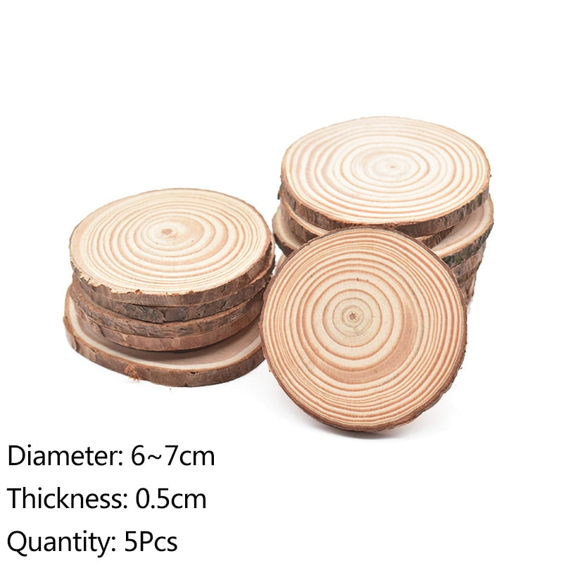 3-12cm Thick Natural Pine Round Unfinished Wood Slices